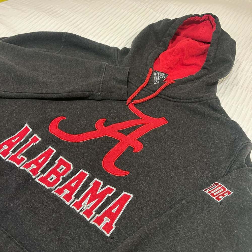 Alabama Crimson Tide Hoodie Charcoal Red Spell Out Embroidered